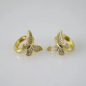 Earrings – Aretes – Zircon Stone – 14K Real Color