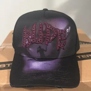 Rude Awakenings Tombochio Vice City Hat - Black with Purple Design and Embroidered Logo