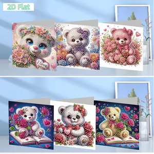 2D FLAT6PCS DIY Diamond Painting Greeting Card Set Rhinestone Diamond Art Mosaic Postcards for Xmas Birthdays Thanksgiving & Special ODIY Diamond Painting Kit for Adults & Beginners, No Skills Needed. Sparkling Art to Brighten Rooms & Perfect Festive Gift