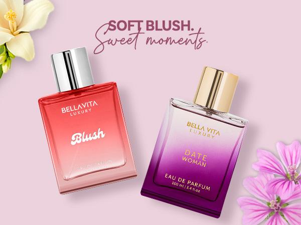 BellaVita Luxury Blush & Date Perfume Combo for Women | Eau De Parfum Gift Set | Long Lasting Fruity, Spicy & Musky Fragrances | 2 x 100ml | Premium, Elegant & Luxurious Perfume Duo