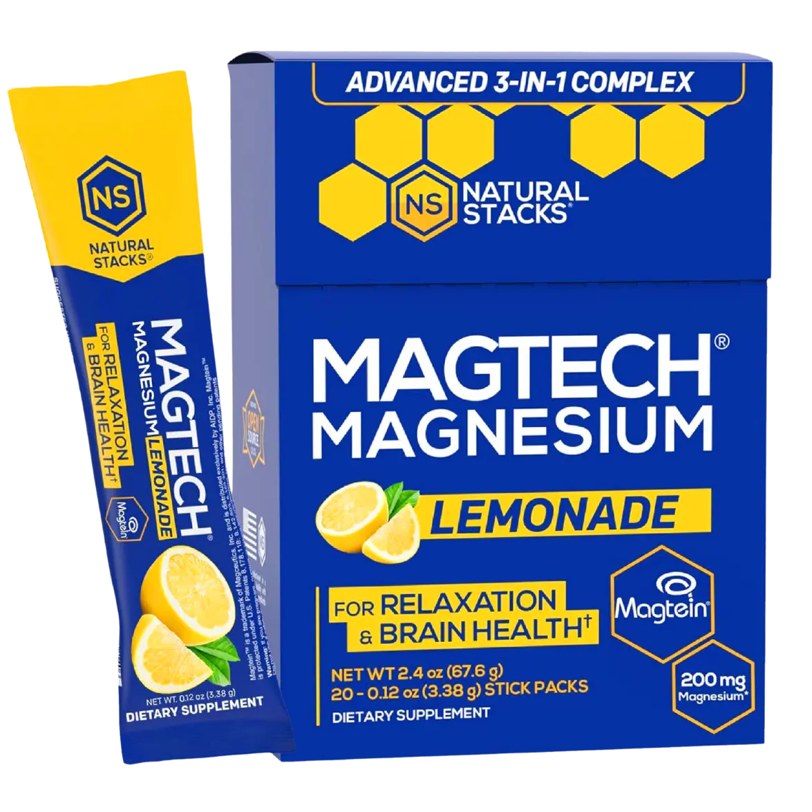 MagTech Magnesium Lemonade - Supports your brain health and improves your sleep*. - Magnesium Drink - Contains Magnesium Glycinate, Magnesium l-Threonate (MagTein), and Magnesium Taurate