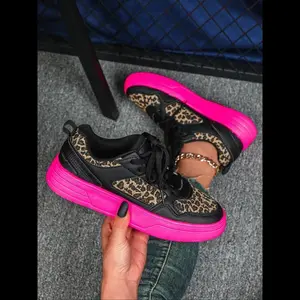 Women's Fashion Leopard Print Low-Top Skate Shoes, Breathable Comfortable PU Leather Casual Sneakers for All Seasons Footwear Trainer