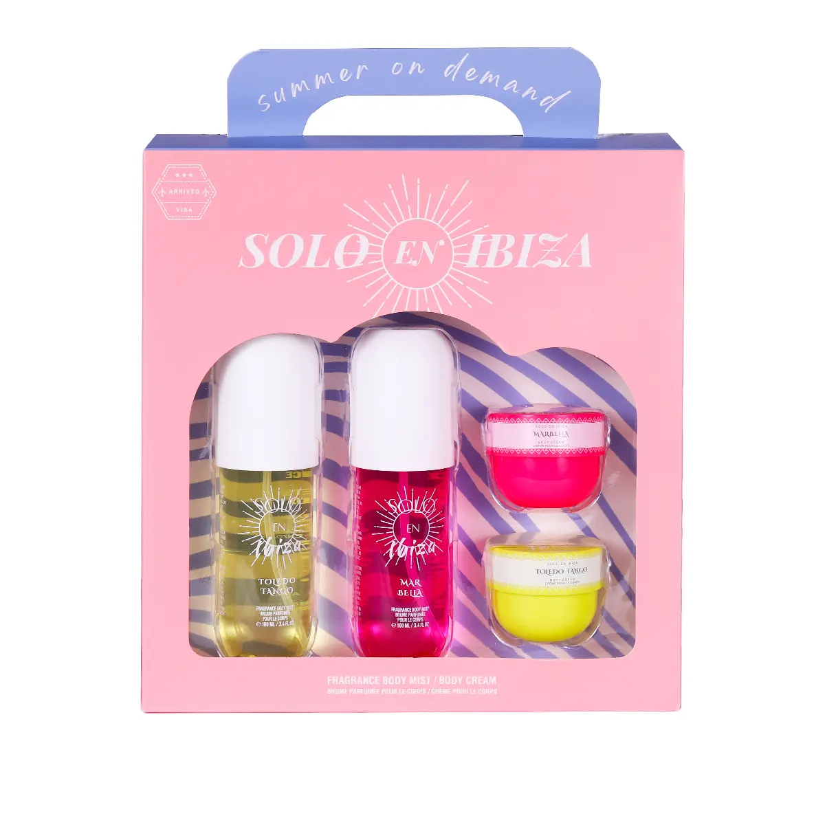 SOLO EN IBIZA Marbella & Toledo Tango Fragrance Gift Set for Women - Vegan, Cruelty-Free, Alcohol-Containing 2-in-1 Multi-Pack Daily Body Mist & Cream Duo with Lychee, Coconut, Vanilla, Premium Hydrating Gift Box