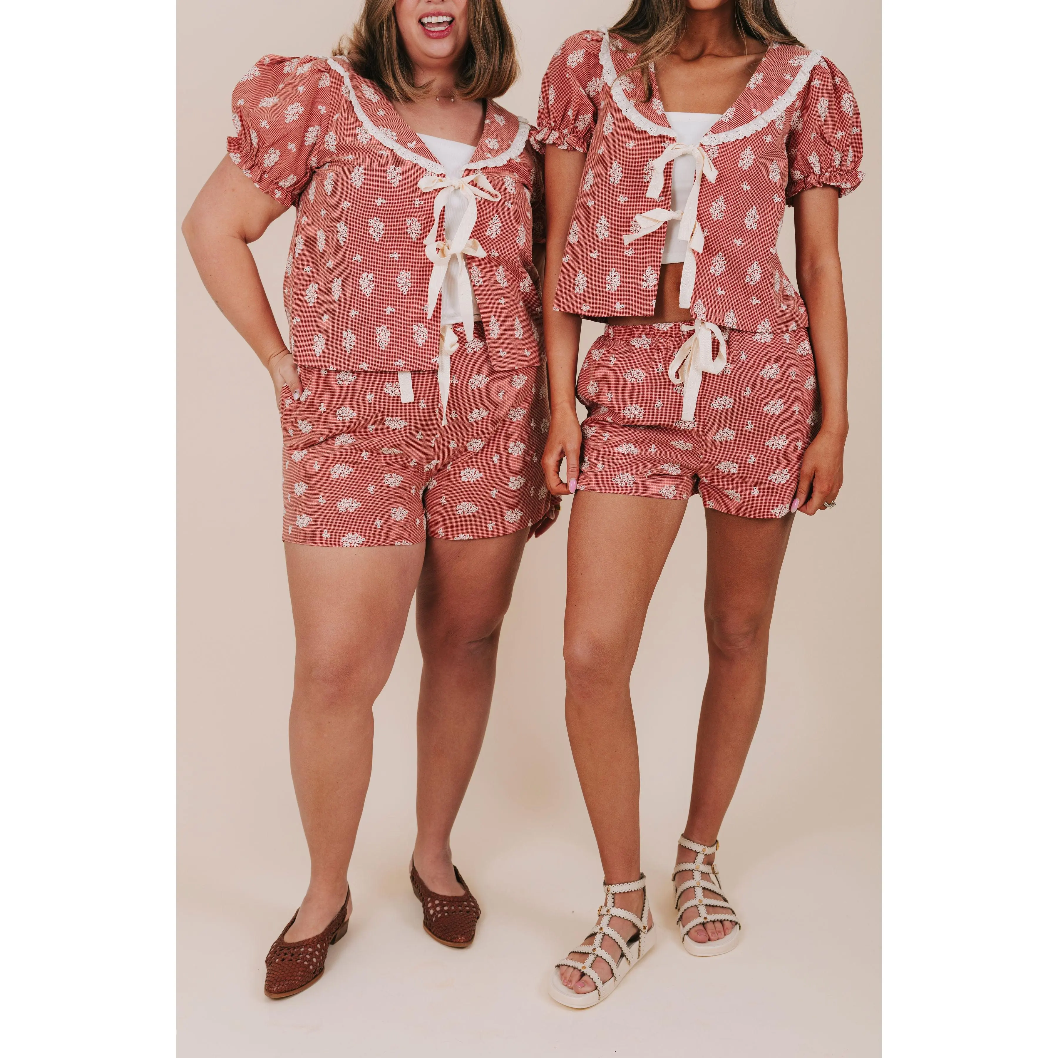Women's Inclusive Sizing Eyelet Shorts - Matching, Feminine, Elastic Waist, Elegance Design, Arriving Soon