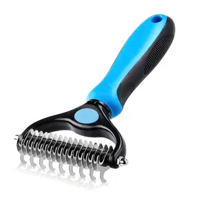 Pet Combs Professional Pet Deshedding Brush 2 Sided Dematting Dog Comb Cat Brush,Extra-Wide Dog Grooming Brush & Deshedder Comb for Long Hair
