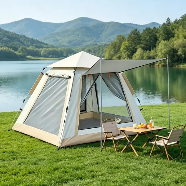 4 Person Pop Up Camping Tent   Instant Setup Family Tent with Rain Fly  Water Resistant Breathable Mesh  Easy Fold Design for Camping  Picnic  Backyard  Outdoor Use