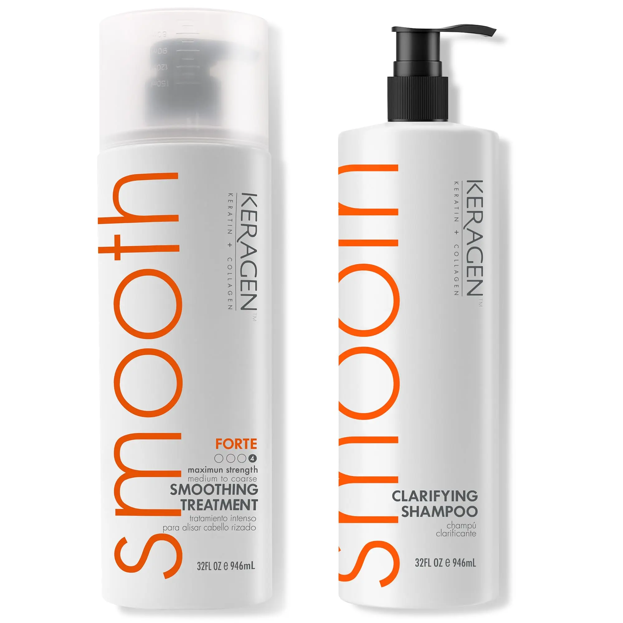 Keragen Keratin Blend Haircare Treatment for Coarse Textures & Curly Locks - Professional Forte Smoothing System, Gentle Daily Frizz Control for Natural Curls