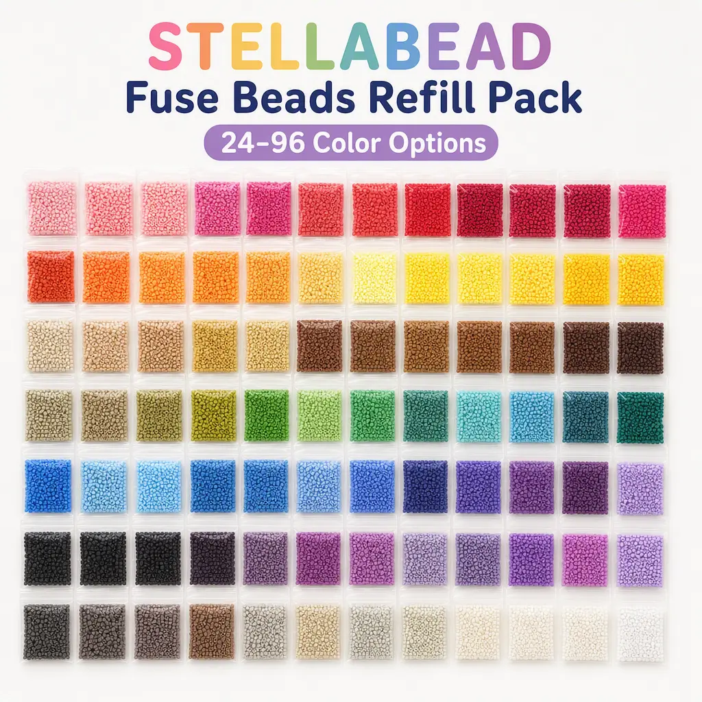 Stellabead Fuse Beads Refill Pack, 24-96 Color Options with 1000pcs Per Color