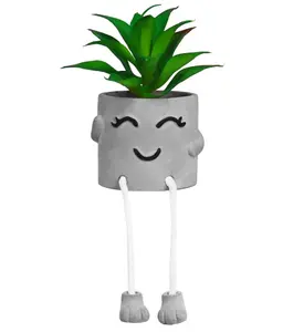 Artificialplant Succulents in Cement Pots with Hanging Leg, Kitchen Shelf Decor,Bathroom Shelf Decor,Shelf Decor Accents,Office Wall Decor - Set of 1