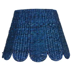 Woven Seagrass Lampshade, Scalloped  in Navy