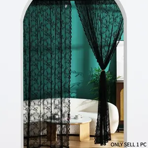 French Pastoral Retro Nordic Lace Sheer Curtains, American Style Voile Window & Door Screen, Home Decorative Sheer Drapes, Home Decoration Curtain, Room Decor Curtain, Suitable for Various Occasions, Can Be Used as Photography Background