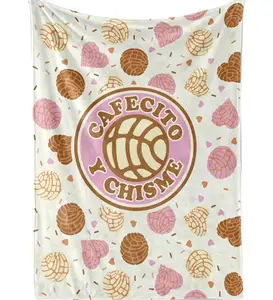 Concha Throw Blanket, Mexican Concha Gifts for Women and Concha Lovers, Tortilla Blanket, 50" x 65", Cafecito Y Chisme