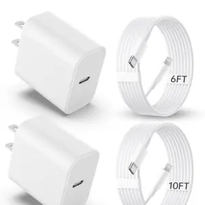 Cargadores de pared PD USB C de 20 W para iPhone 14Pro/13 Pro/12/12 Pro Max/11 Pro, paquete de 20, Certificado MFi