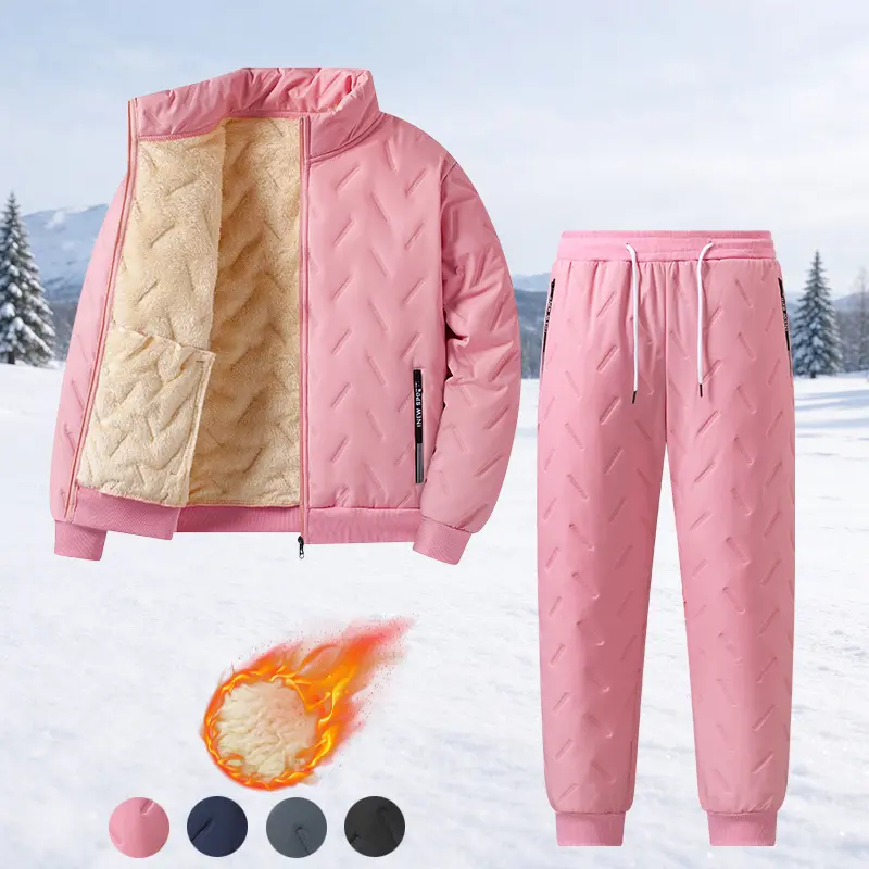 Women’s winter fleece lined two piece set – casual jacket and pants