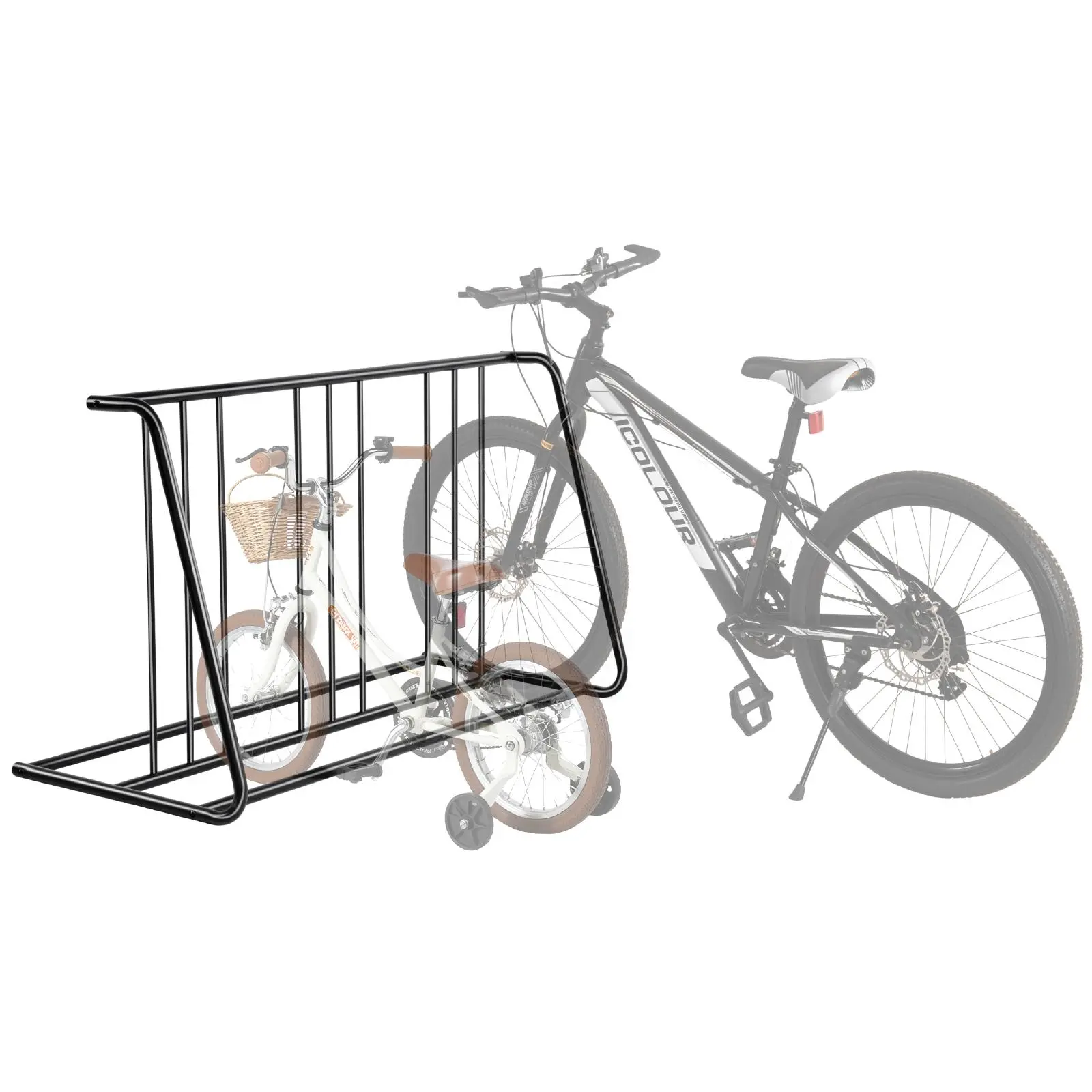 Carbon Steel Double-Sided Bike Rack Stand, Freestanding Bicycle Storage for 6 Bikes, Garage & Indoor Floor Holder Fits 3 in. Tires, Bike Accessories