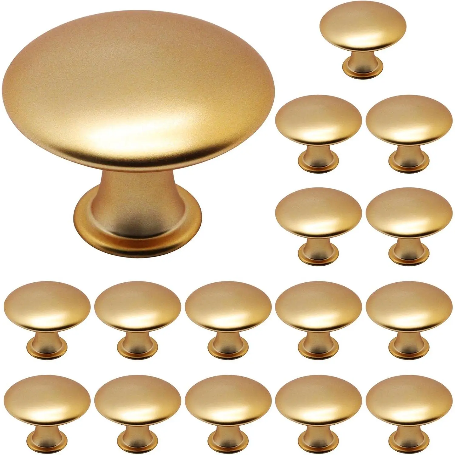 16 count Champagne Cabinet Knobs, Round Dresser Knob Kitchen Drawer Knobs, Single Hole Cupboard Door Knob Dresser Drawer Pulls Handles (Champagne)