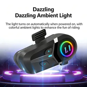 MOKATA Sebuah keperluan penting untuk pengendali motosikal!Headset Bluetooth dengan lampu ambien RGB yang serasi dengan semua jenis topi keledar, menjawab panggilan secara automatik.