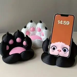 Cute cat paw phone holder, cat paw shaped smartphone stand base, chair-shaped phone holder with storage tray