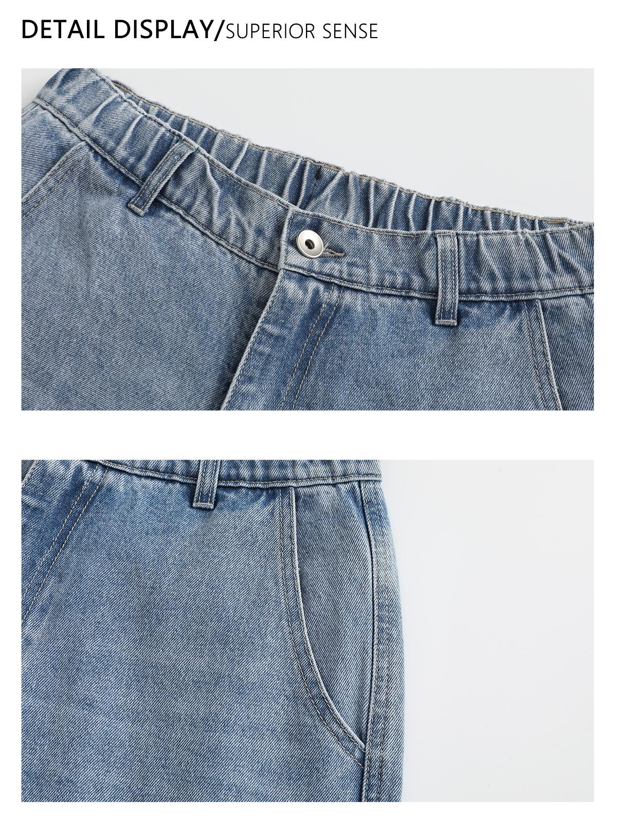 2-Pack Men's Vintage Washed Wide-Leg Jeans, Soft Cotton Denim Fabric, Relaxed Cut,  Loose Fit, Trendy Retro Street Style, Classic Denim Wear, Men's Casual Straight Leg Jeans, Jeans for Back to School ,Stylish Summer Jeans