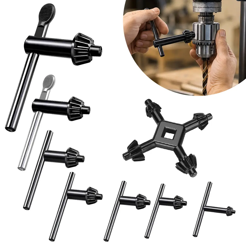 8 Packs Universal 4 in 1 Drill Chuck Key Wrench and 3/4" 5/8" 1/2" 3/8" 1/4" 5/32" T-Handle Keyless Chuck Drill Press for Electric Drill Clamping Tool