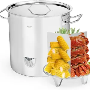 ROVSUN 20/24/52QT Stainless Steel Tamale Steamer Pot, Steam Pots for Cooking with Water Fill Spout, Steamer with Divider and Rack, Ideal for Seafood Crab Vegetables lobster