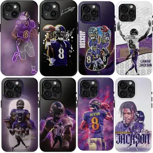 Lamar Jackson Football Player Tough Phone Case Impact Resistant for iPhone 12 13 14 15 16 17 Plus Pro Max Mini - Sports Cover Protection Dual-Layer Design for Active Fans - Heavy Duty Shockproof Casing with Excellent Grip.