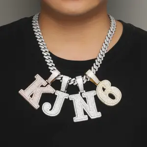 26-Letter Alphabet Hip-Hop Pendant Necklace - Diamond-Encrusted Men's Jewelry & Unique Couple Accessories