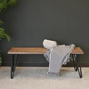 Aryven Industrial Wood Dining Bench, Rustic Dark Pine Finish Aryven Industrial Wood Dining Bench, Rustic Dark Pine Finish