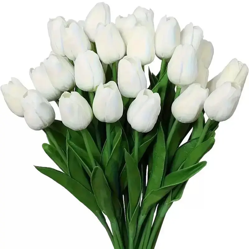 White Tulips - 100% Realistic Artificial Flowers for Home Decor, Perfect for Any Occasion, Durable and Long-lasting