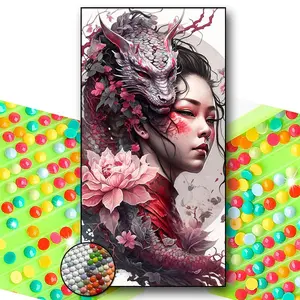 5D Dragon & Girl Pattern Anime Design Diamond Painting Kit, No Frame, DIY Decorative Art Picture For Beginner, DIY Home Decor