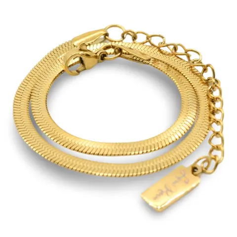 Simple Herringbone Anklet - For Women - Stainless Steel