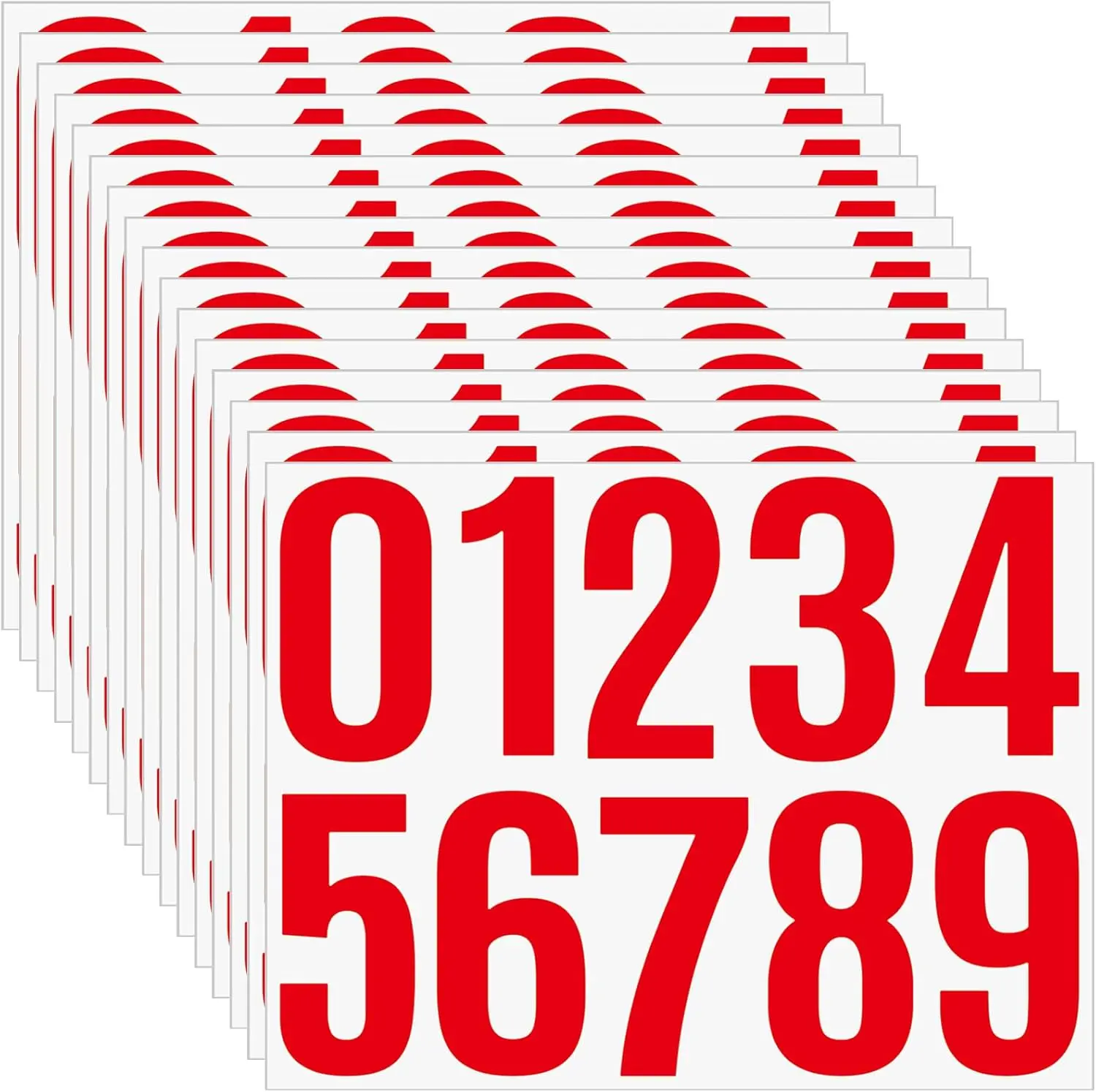 16 Sheets /160 PCS Mailbox Number stickers 4 Inch  Vinyl Large Decals Self Adhesive House numbersfor Signs  Home Residence Trash can,Mailbox,Address Number(Red)