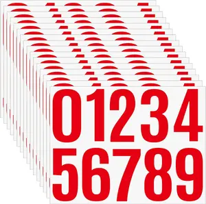 16 Sheets /160 PCS Mailbox Number stickers 4 Inch  Vinyl Large Decals Self Adhesive House numbersfor Signs  Home Residence Trash can,Mailbox,Address Number(Red)