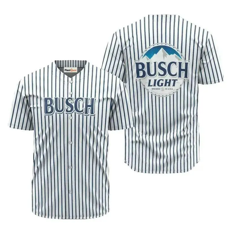 Busch Light Blue And White Striped Jersey Shirt, Busch Light Blue And White Striped Jersey Shirt Classic Sport Style Unisex Baseball Tee with Bold Details & Comfortable Fit