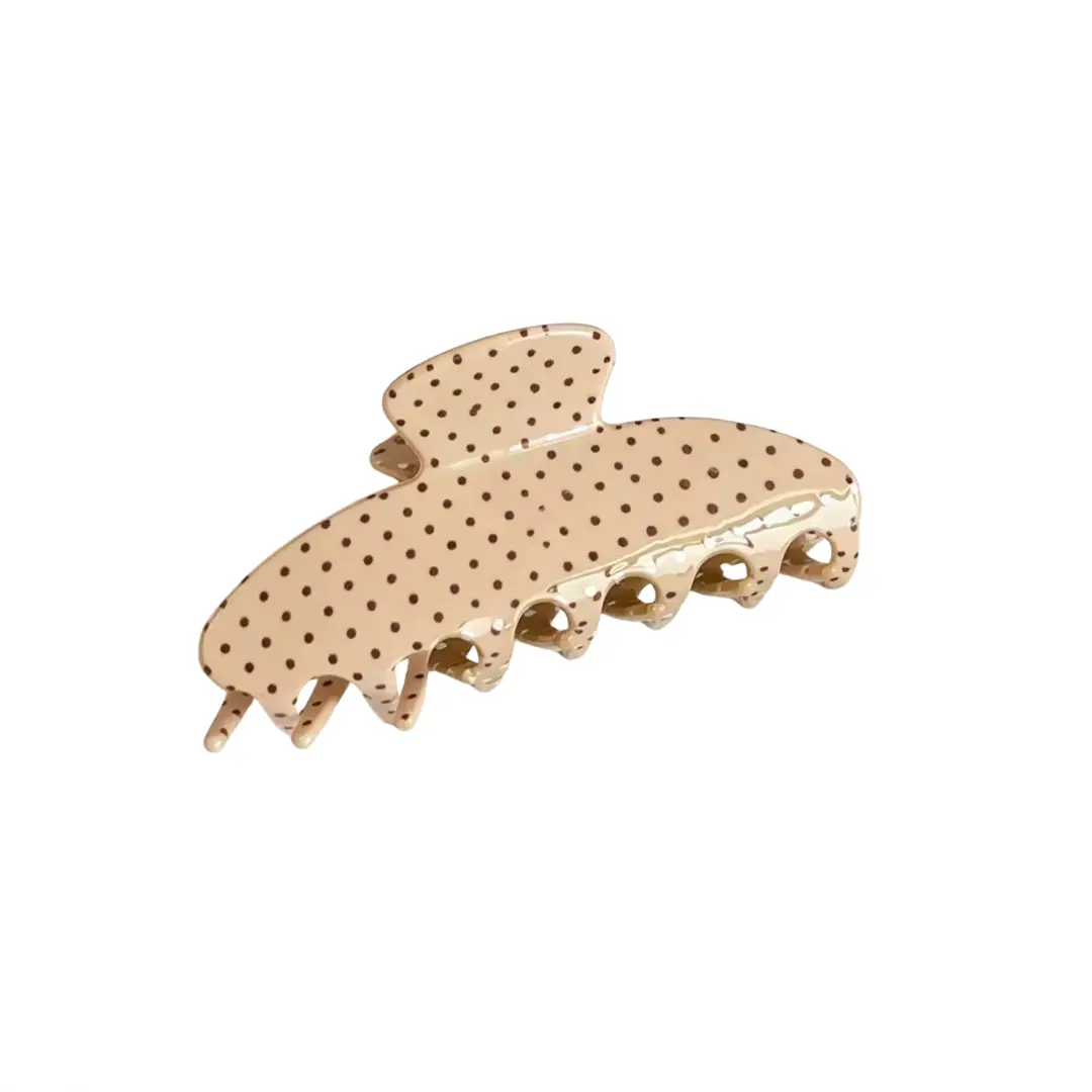 Beige Polka Dot Large Claw Clip