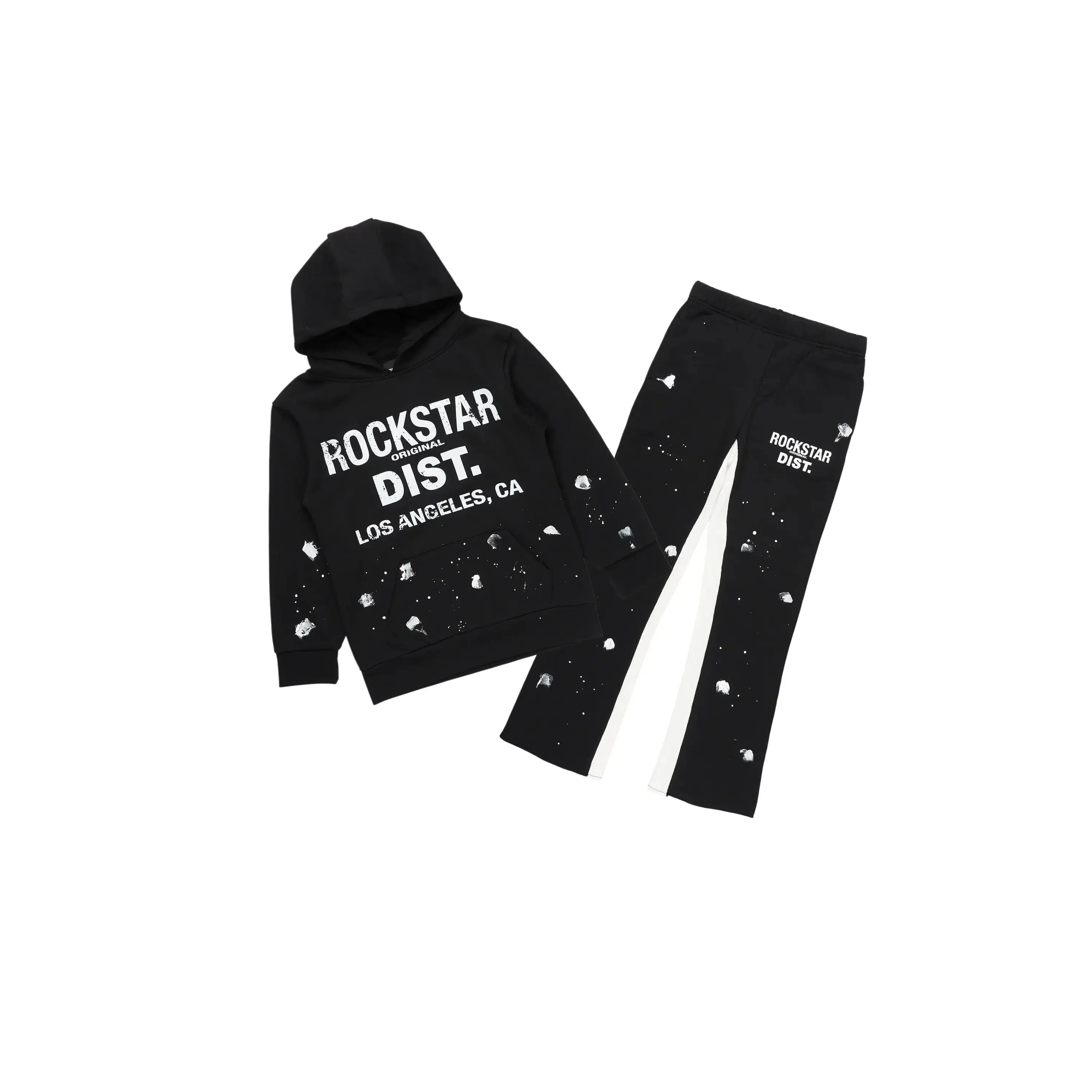 Boys Scottie Black/White Baggy Stacked Track Set Boys Scottie Black/White Baggy Stacked Track Set