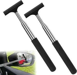 2 Pcs Car Mirror Wiper, 38.6in Handle Car Side Mirror Squeegee, Car Mirror Squeegee, Side Mirror Squeegee, Mini Squeegee for Rainy Foggy Weather