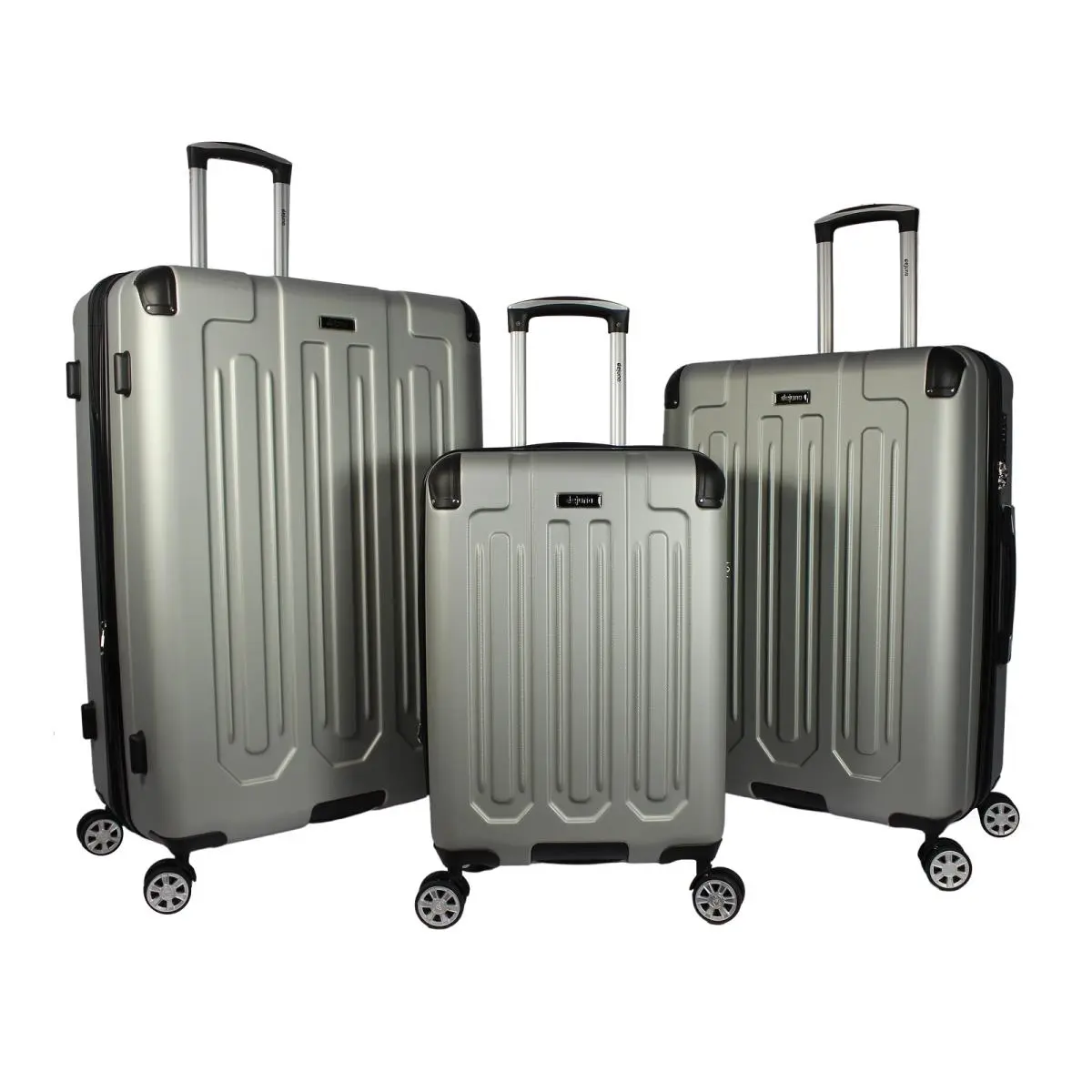 212 MAIN Tutin Series 3-Piece Hardside Spinner Luggage Set, ABS Plastic Hardshell Construction, 360-Degree Spinner Wheels, Compression Straps, TSA Security Lock, Silver