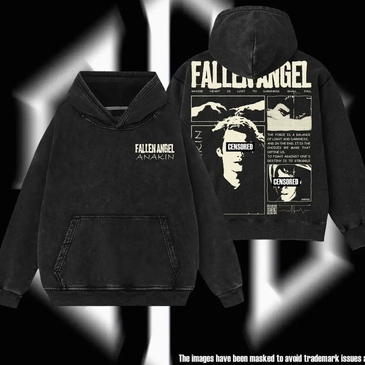 Superstyle The Chosen One "Anakin Fallen Angel" Darth Vader - Star Galaxy Warriors Edition Double Printed Oversize Lightweight Acid Washed Tee Hoodie Sweater TV Series Graphic Design Top Cotton Streetwear Film Movie T-Shirt Clothes Menswear Womenswear LJD