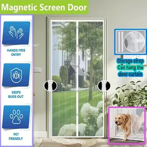 Magnetic Stripe Curtain, Vertical Design, Easy Installation, Self-Adhesive, Washable, Multiple Sizes Available, Ideal for Doors & Windows