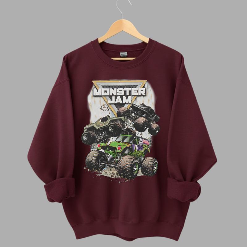 Monster Jam Sweatshirt, Grave Digger Motorsports Merch, Vintage Monster Truck, Retro Off-Road Racing Outfits, High-Octane Thrill-Seeker Lifestyle Wear