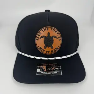 JAKZLaser Black 1010 "Save a Turtle Hit It Raw" Patch Hat - Adjustable Snapback, Waterproof, Breathable, Casual Style