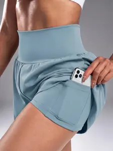 Fake Two-Piece Waist Pocket Sports Fitness Yoga Shorts with Pockets, Comfortable and Stylish Activewear for Men and Women, Perfect for Gym and Daily Wear