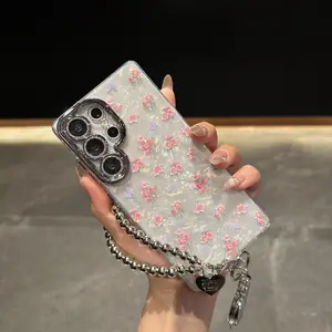 Spring shell-patterned flower lens holder phone case suitable For  S25/ S24/S23/S22 S24+/S23+/S22 phone cases Lens bracket-hlk08