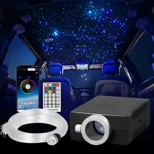 Starlight Headliner Kit with 150 0.03in 6.5ft Fiber Optic Cables, 16W RGBW Light Engine, Bluetooth APP, Remote Control, Sound-Activated Car Interior & Home Decoration Lights