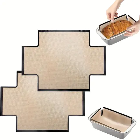 2pcs Silicone Bread Loaf Pan Liners Bakeware - Anti-Adhesive, Food-Safe, Heat-Resistant, Reusable, Easy-To-Clean 9x5" Easy Lift Sling, Loose Crumb Release, Sourdough Ready, Anti-Adhesive Pan Baking Mats