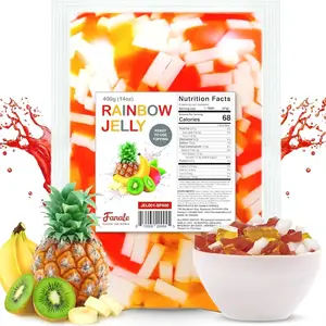 Fanale Coconut Jelly Topping nata de coco for Bubble Tea | Rainbow Konjac Jelly Topping for Boba Tea, Smoothies, Slushes, Desserts 400g(Pack Of 1)