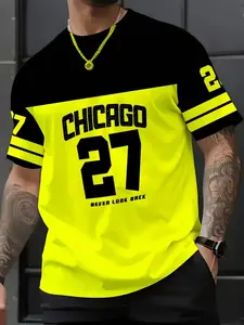 Men's Short Sleeve 3D Digital Print T-Shirt, Casual Summer Fashion, Slim-Fitting, All over Print, Washed Design, All Seasons