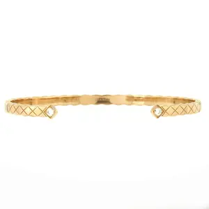 Pre-owned Chanel Coco Crush Cuff Bracelet 18K Beige Gold with Diamonds by Rebag