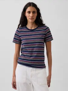 Organic Cotton VintageSoft T-Shirt Color Navy Blue Stripe